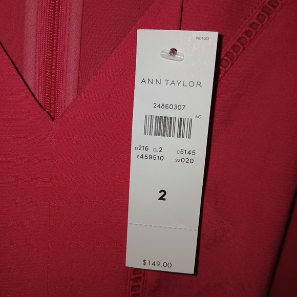 Ann Taylor Fit & Flare Dress Bell Sleeve V-Neck Back Zipper Pink Coral Sz 2 NWT - Picture 6 of 8